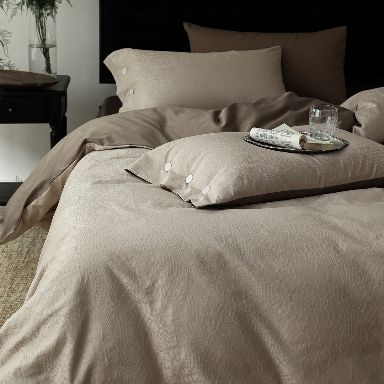 91家纺网 家纺一手货源 找家纺 ONE TWO ONE 121 【控价商品】【提供买家秀】2026新款100s长绒棉提花款四件套全棉床上用品结婚四件套 麦田落日