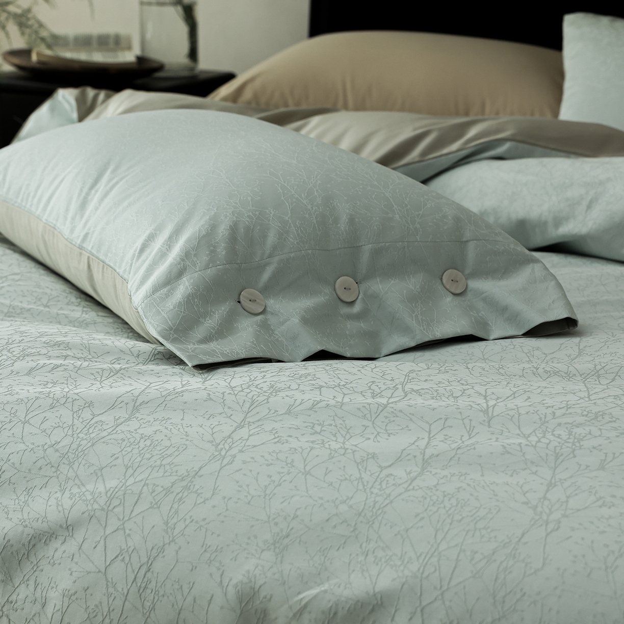 91家纺网 家纺一手货源 找家纺 ONE TWO ONE 121 【控价商品】【提供买家秀】2026新款100s长绒棉提花款四件套全棉床上用品结婚四件套 时光清浅