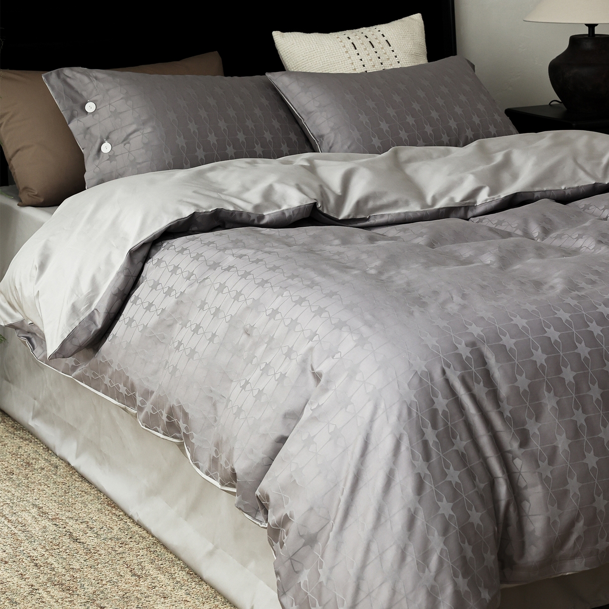 91家纺网 家纺一手货源 找家纺 ONE TWO ONE 121 【控价商品】【提供买家秀】2026新款100s长绒棉提花款四件套全棉床上用品结婚四件套 晞光星愿