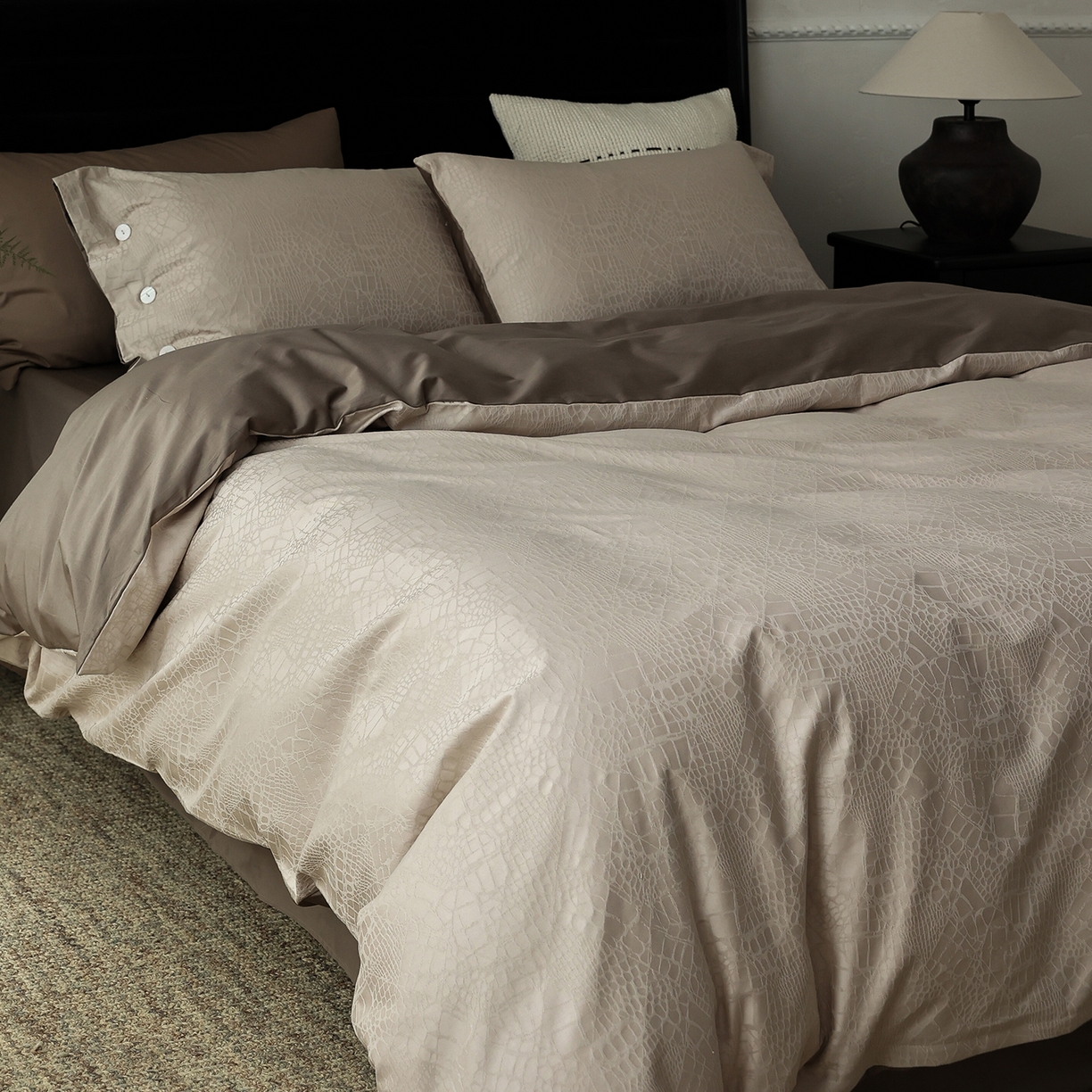 91家纺网 家纺一手货源 找家纺 ONE TWO ONE 121 【控价商品】【提供买家秀】2026新款100s长绒棉提花款四件套全棉床上用品结婚四件套 麦田落日