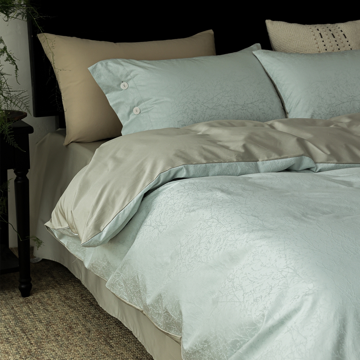 91家纺网 家纺一手货源 找家纺 ONE TWO ONE 121 【控价商品】【提供买家秀】2026新款100s长绒棉提花款四件套全棉床上用品结婚四件套 时光清浅