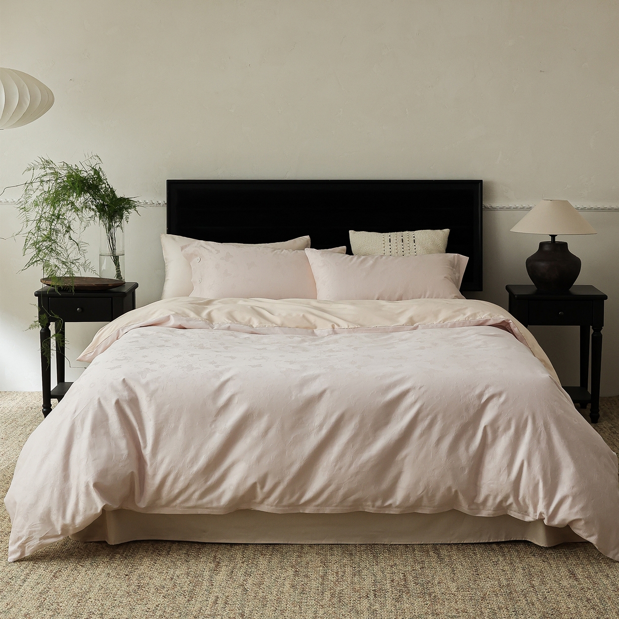 91家纺网 家纺一手货源 找家纺 ONE TWO ONE 121 【控价商品】【提供买家秀】2026新款100s长绒棉提花款四件套全棉床上用品结婚四件套 蝴蝶千颂