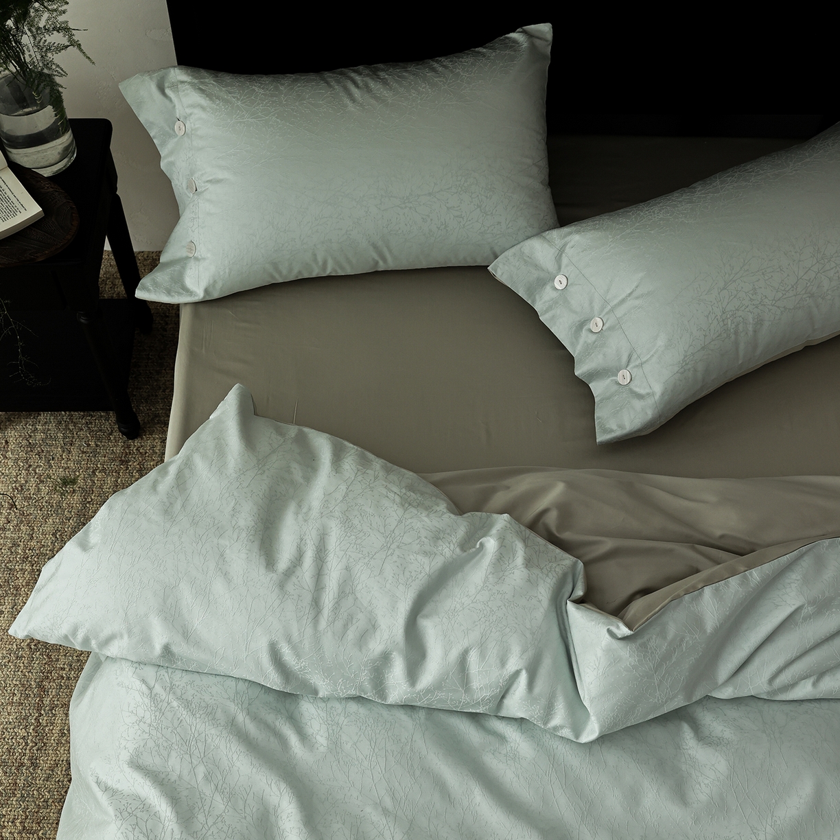 91家纺网 家纺一手货源 找家纺 ONE TWO ONE 121 【控价商品】【提供买家秀】2026新款100s长绒棉提花款四件套全棉床上用品结婚四件套 时光清浅