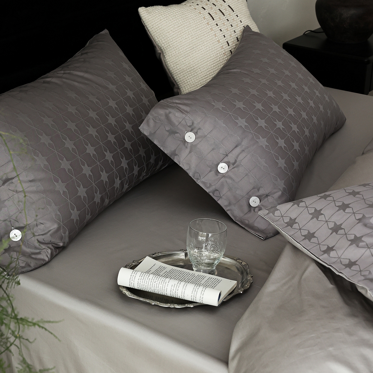 91家纺网 家纺一手货源 找家纺 ONE TWO ONE 121 【控价商品】【提供买家秀】2026新款100s长绒棉提花款四件套全棉床上用品结婚四件套 晞光星愿