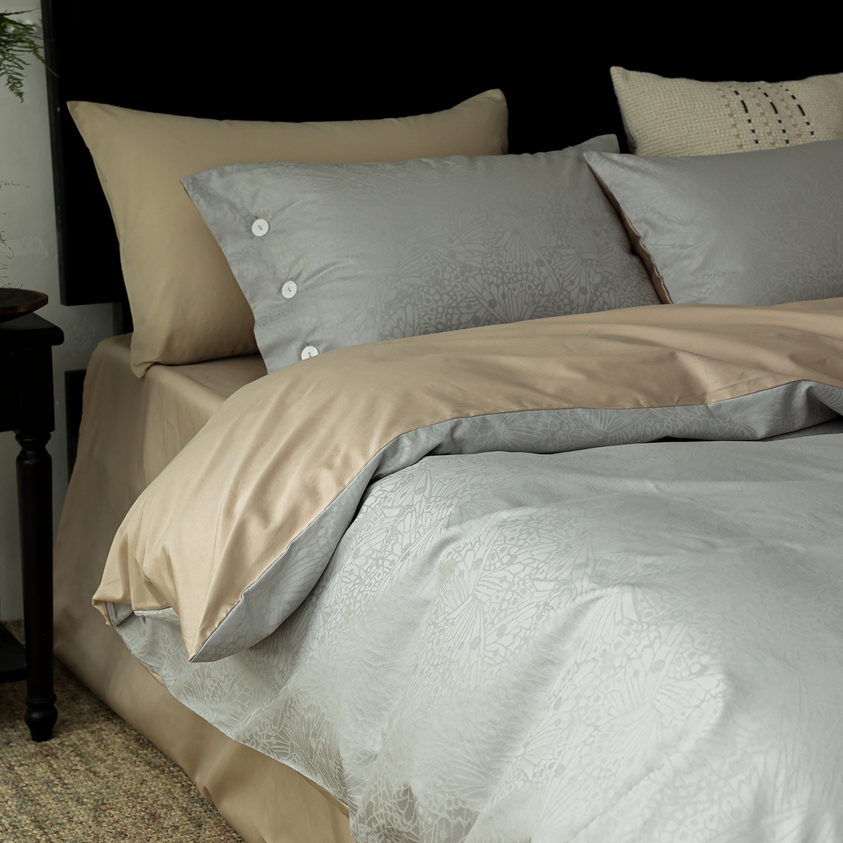 91家纺网 家纺一手货源 找家纺 ONE TWO ONE 121 【控价商品】【提供买家秀】2026新款100s长绒棉提花款四件套全棉床上用品结婚四件套 风之羽翼