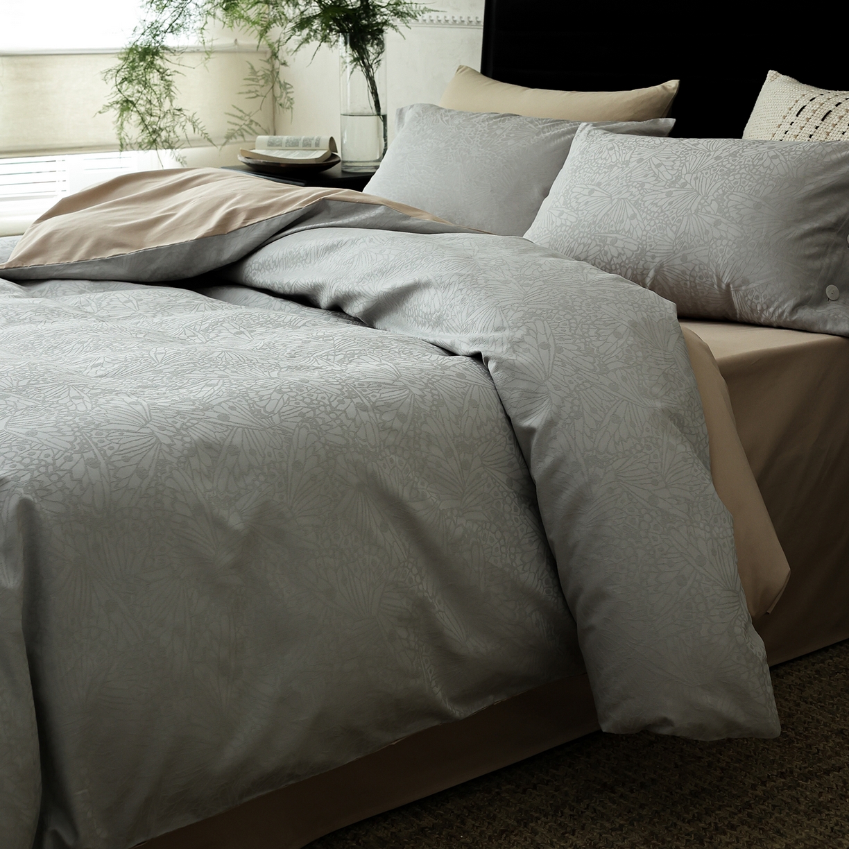 91家纺网 家纺一手货源 找家纺 ONE TWO ONE 121 【控价商品】【提供买家秀】2026新款100s长绒棉提花款四件套全棉床上用品结婚四件套 风之羽翼