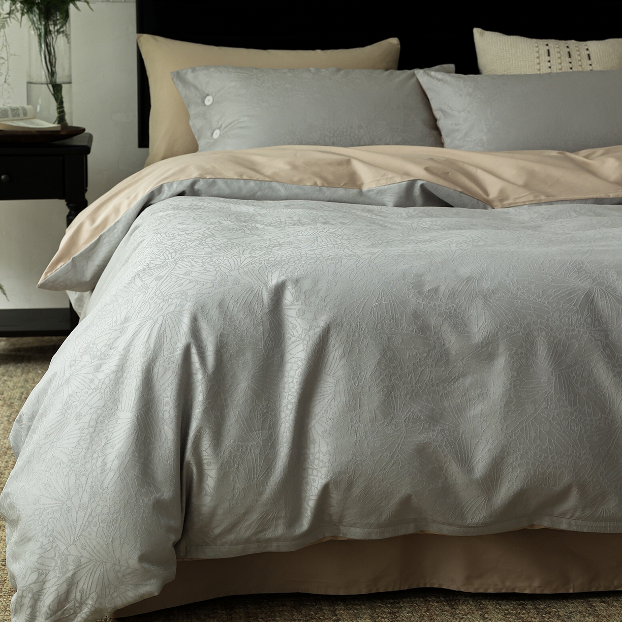 91家纺网 家纺一手货源 找家纺 ONE TWO ONE 121 【控价商品】【提供买家秀】2026新款100s长绒棉提花款四件套全棉床上用品结婚四件套 风之羽翼