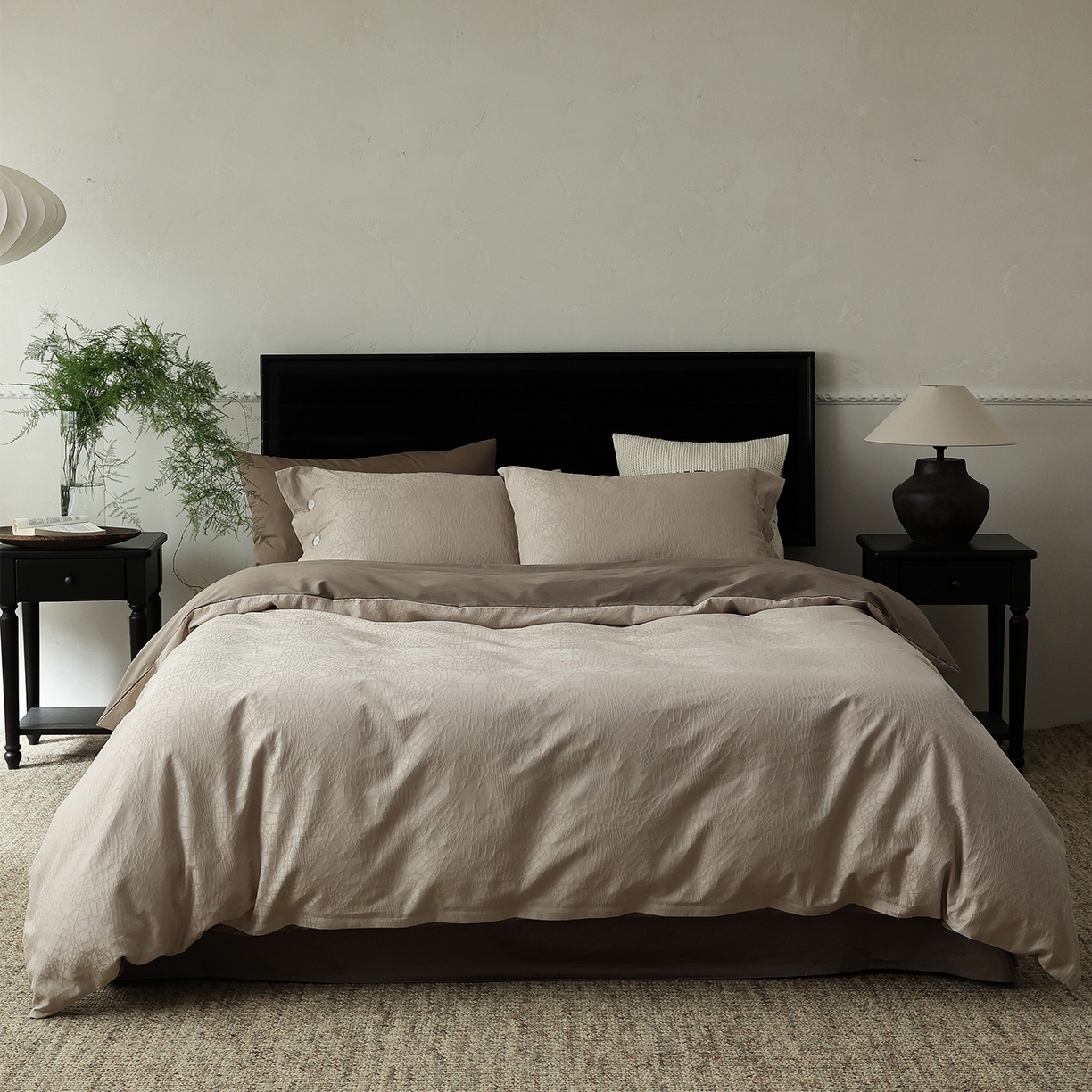 91家纺网 家纺一手货源 找家纺 ONE TWO ONE 121 【控价商品】【提供买家秀】2026新款100s长绒棉提花款四件套全棉床上用品结婚四件套 麦田落日