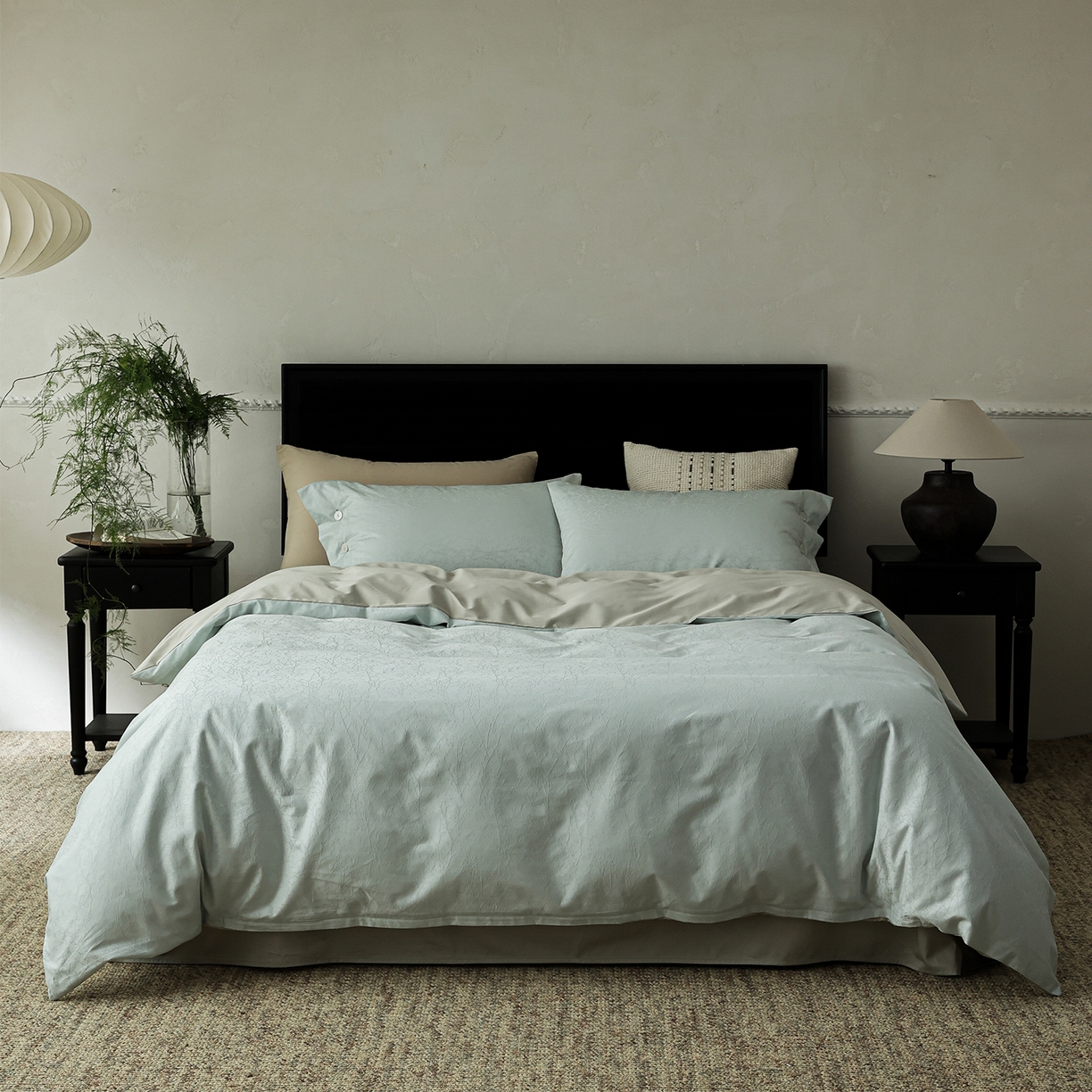 91家纺网 家纺一手货源 找家纺 ONE TWO ONE 121 【控价商品】【提供买家秀】2026新款100s长绒棉提花款四件套全棉床上用品结婚四件套 时光清浅