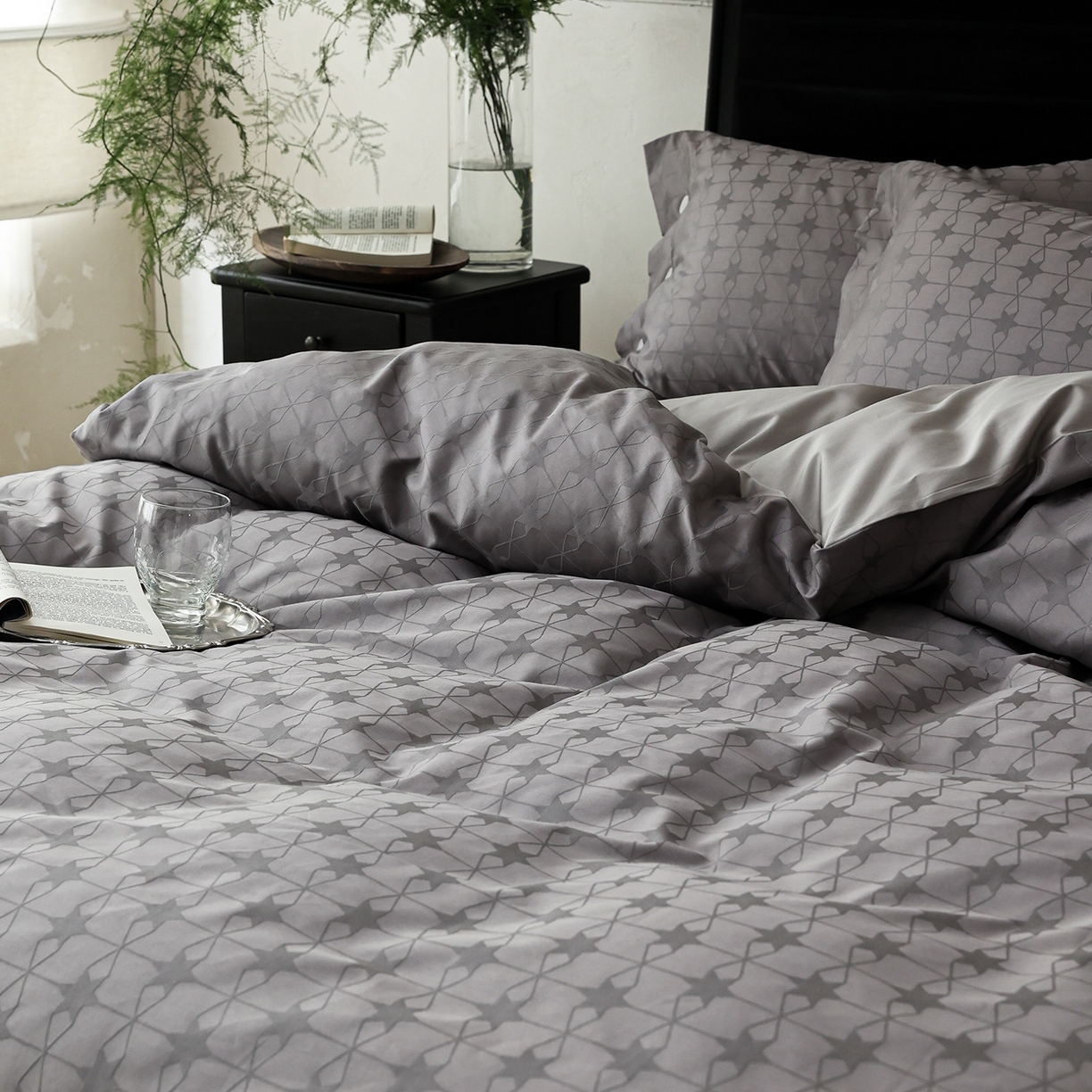 91家纺网 家纺一手货源 找家纺 ONE TWO ONE 121 【控价商品】【提供买家秀】2026新款100s长绒棉提花款四件套全棉床上用品结婚四件套 晞光星愿