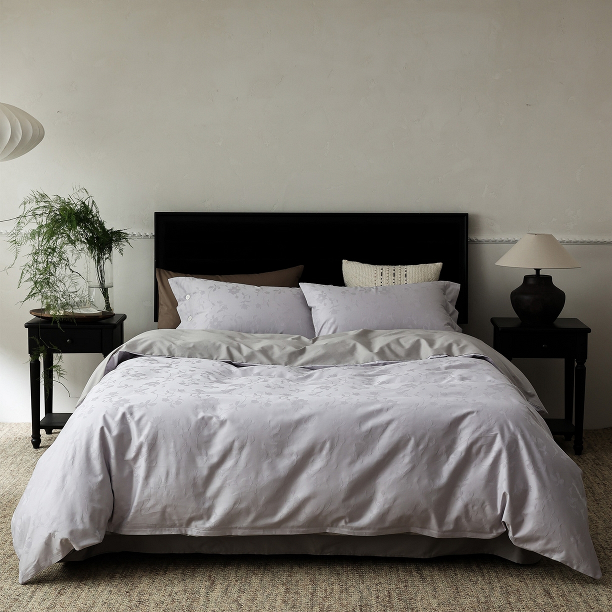 91家纺网 家纺一手货源 找家纺 ONE TWO ONE 121 【控价商品】【提供买家秀】2026新款100s长绒棉提花款四件套全棉床上用品结婚四件套 漫步春露