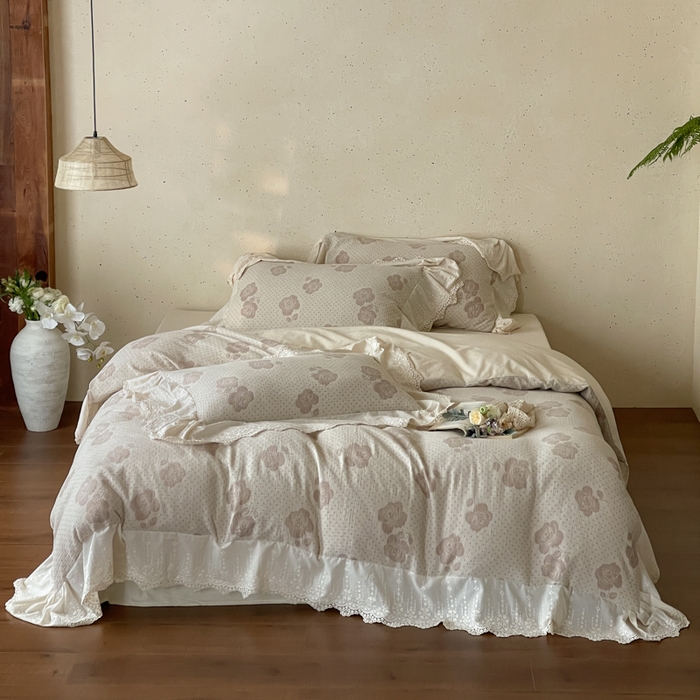 91家纺网 家纺一手货源 找家纺 玛奇朵 2024新款简约法式双层皱纱-浓情假日 浓情假日-奶杏