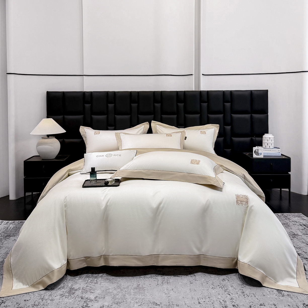 91家纺网 家纺一手货源 找家纺 欣宜家纺 2026新款A类100支全棉纯棉50x50s埃及贡缎长绒棉刺绣绣花四件套-仙本娜（控价 券后标准不低于288元） 仙本娜 香槟金