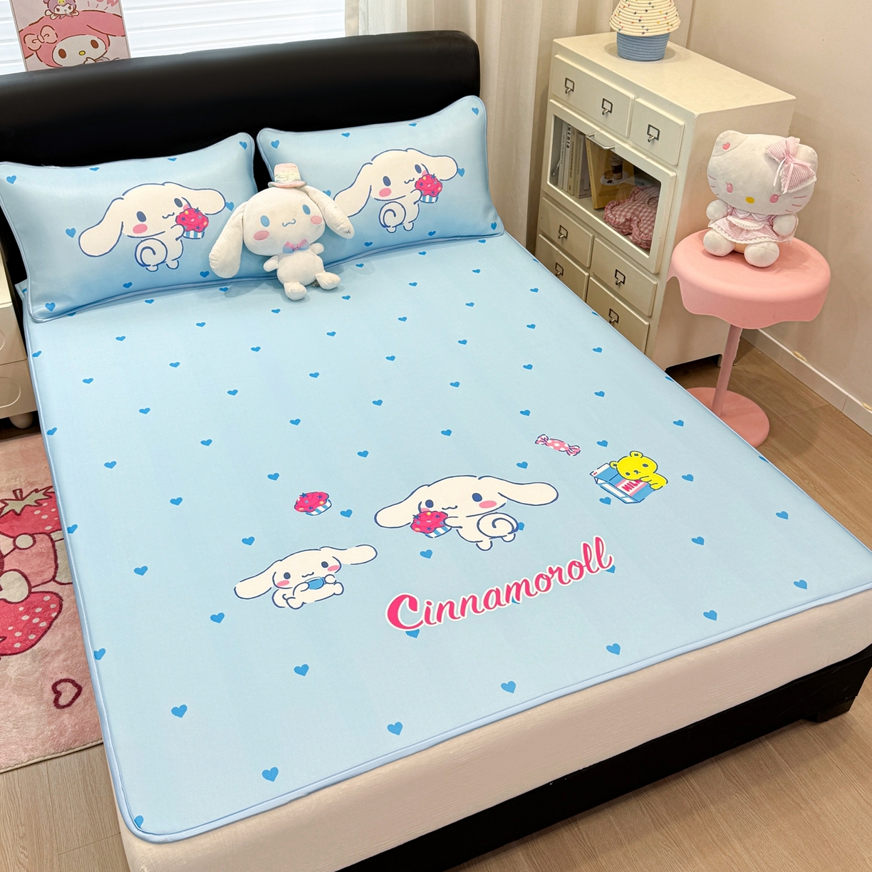 91家纺网 家纺一手货源 找家纺 博雅 2026三丽鸥大阪A类小冰皮数码印花凉席 小冰皮凉席-蛋糕玉桂狗