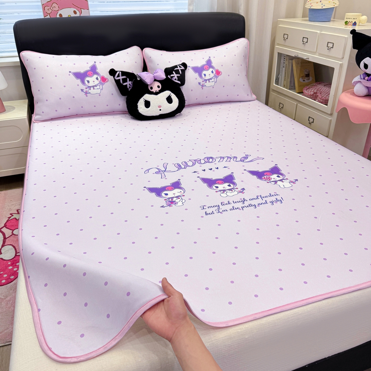 91家纺网 家纺一手货源 找家纺 博雅 2026三丽鸥大阪A类小冰皮数码印花凉席 小冰皮凉席-调皮库洛米