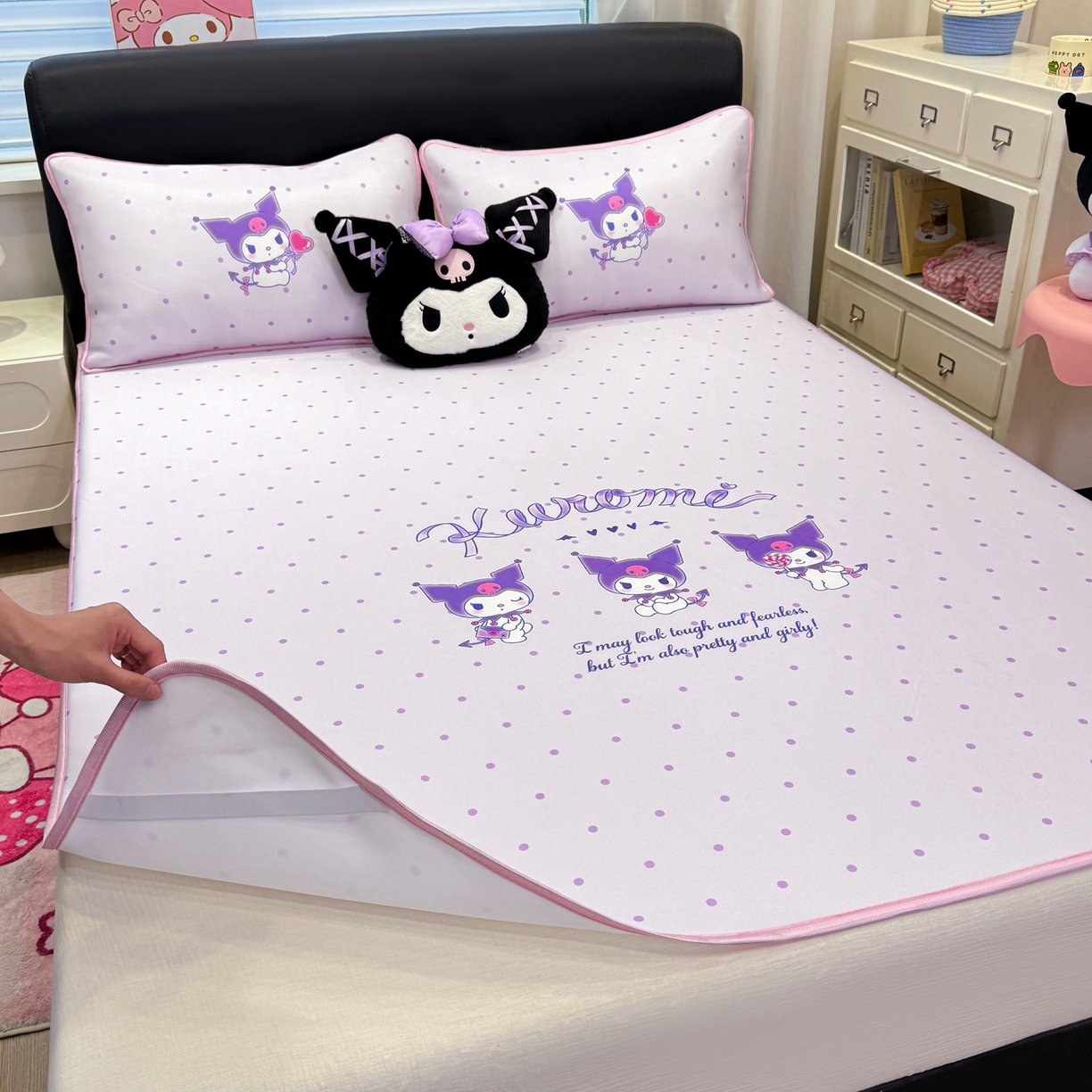 91家纺网 家纺一手货源 找家纺 博雅 2026三丽鸥大阪A类小冰皮数码印花凉席 小冰皮凉席-调皮库洛米