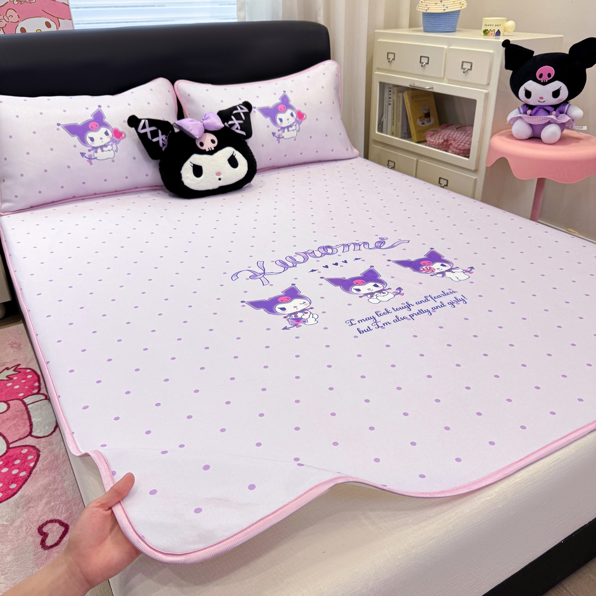 91家纺网 家纺一手货源 找家纺 博雅 2026三丽鸥大阪A类小冰皮数码印花凉席 小冰皮凉席-调皮库洛米