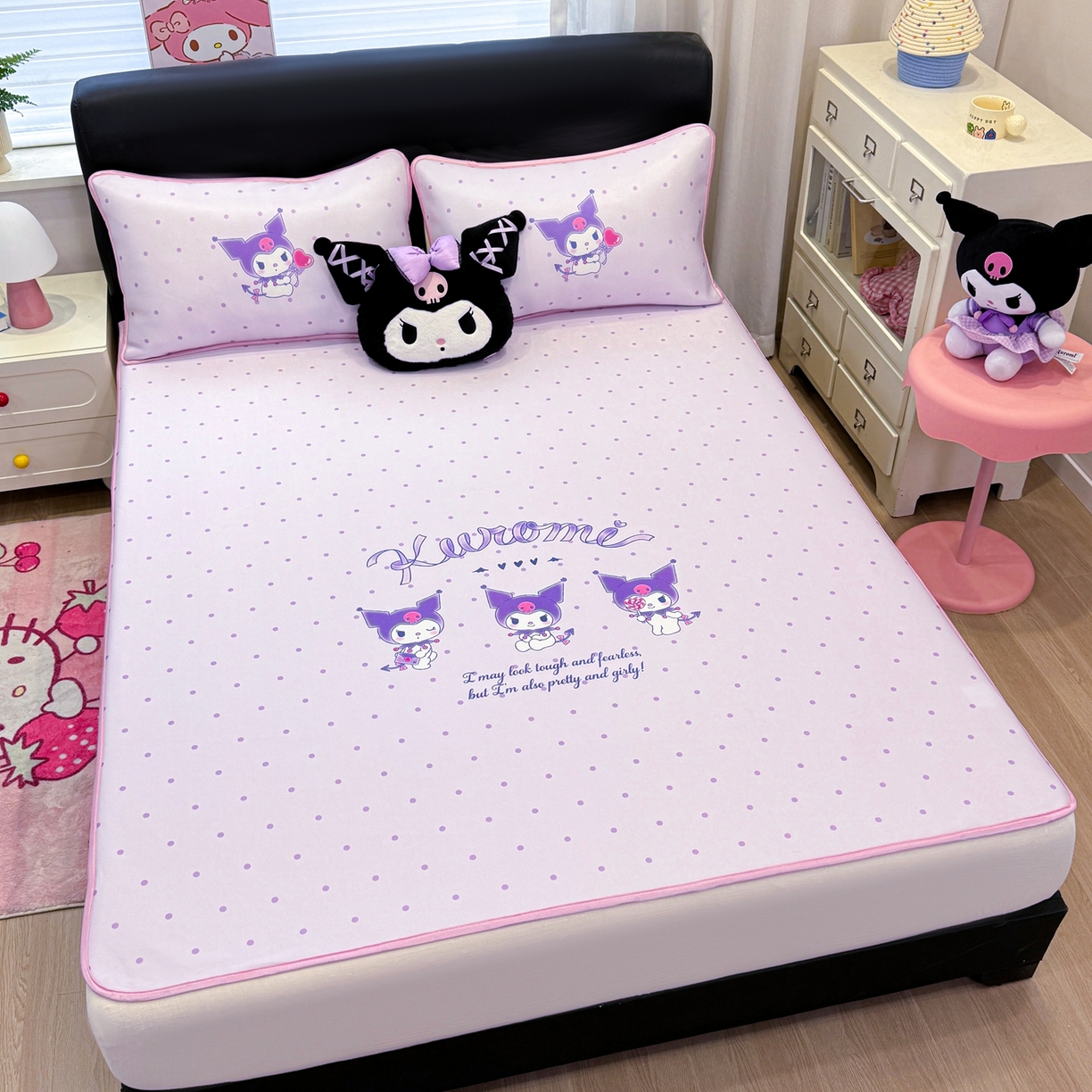 91家纺网 家纺一手货源 找家纺 博雅 2026三丽鸥大阪A类小冰皮数码印花凉席 小冰皮凉席-调皮库洛米