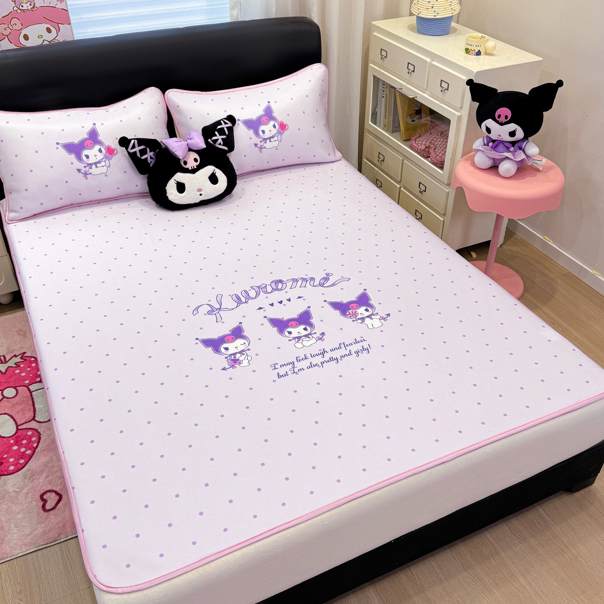 91家纺网 家纺一手货源 找家纺 博雅 2026三丽鸥大阪A类小冰皮数码印花凉席 小冰皮凉席-调皮库洛米