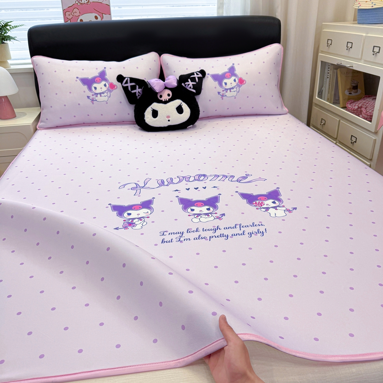 91家纺网 家纺一手货源 找家纺 博雅 2026三丽鸥大阪A类小冰皮数码印花凉席 小冰皮凉席-调皮库洛米