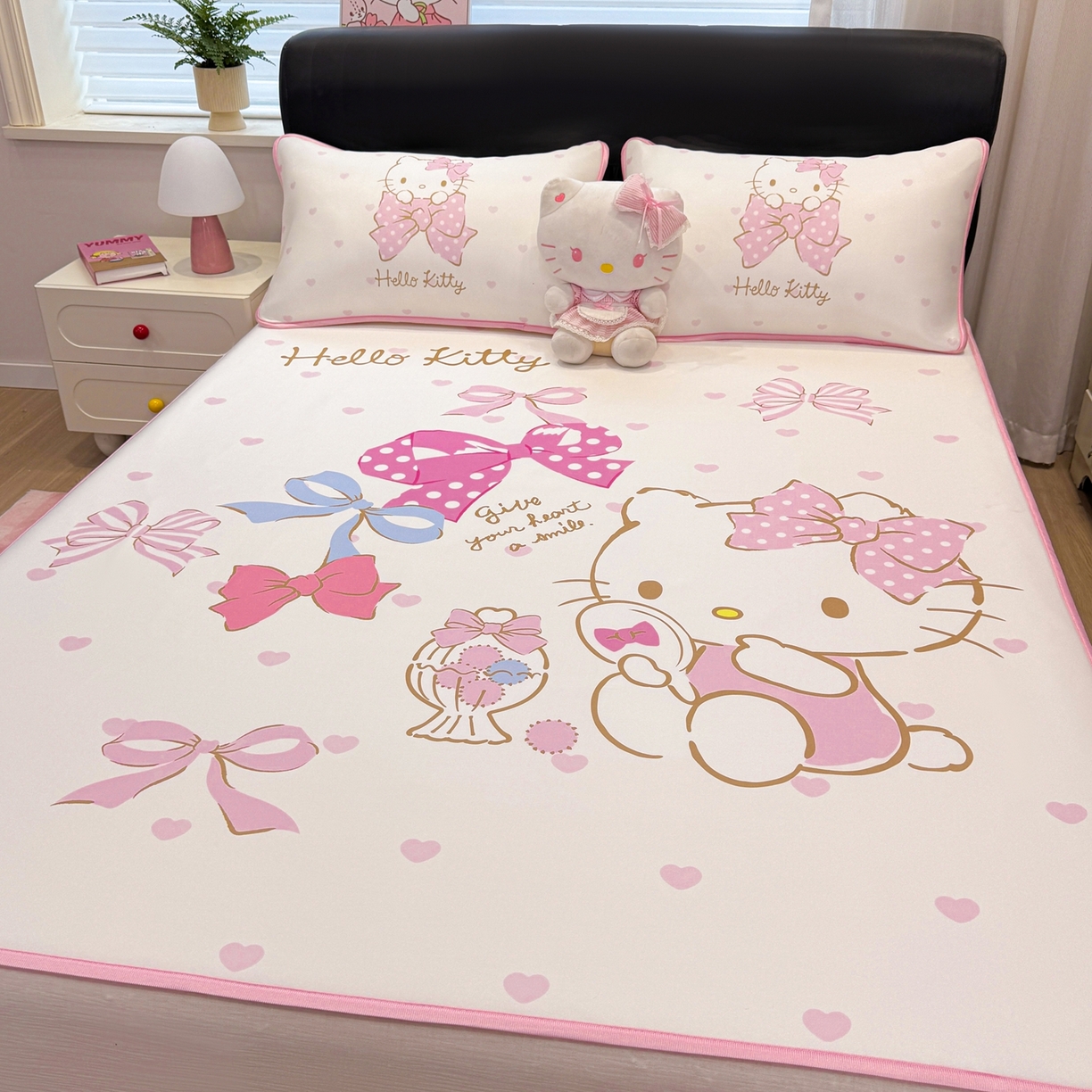 91家纺网 家纺一手货源 找家纺 博雅 2026三丽鸥大阪A类小冰皮数码印花凉席 小冰皮凉席-粉粉KT