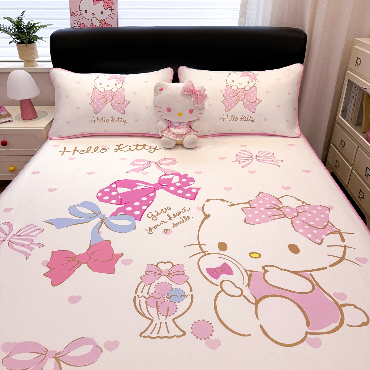 91家纺网 家纺一手货源 找家纺 博雅 2026三丽鸥大阪A类小冰皮数码印花凉席 小冰皮凉席-粉粉KT