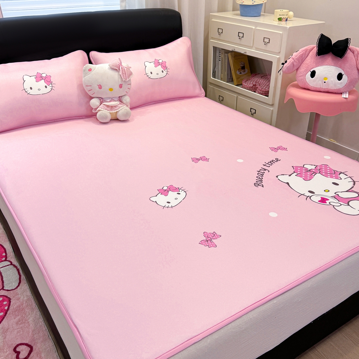 91家纺网 家纺一手货源 找家纺 博雅 2026三丽鸥大阪A类小冰皮数码印花凉席 小冰皮凉席-镜子KT