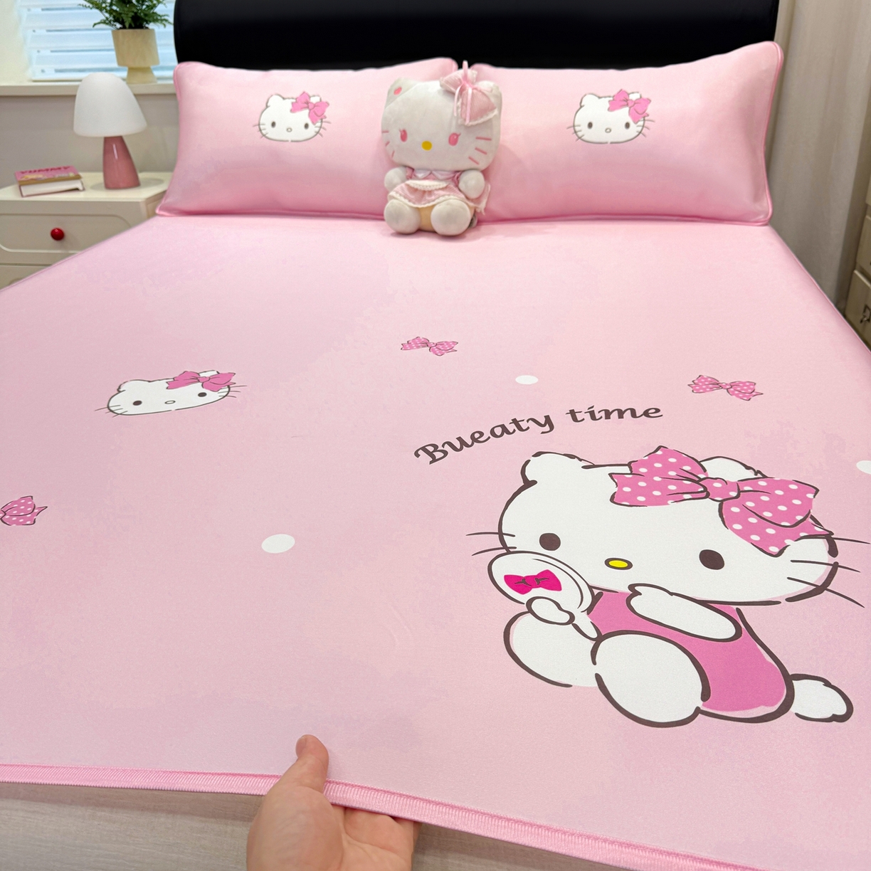 91家纺网 家纺一手货源 找家纺 博雅 2026三丽鸥大阪A类小冰皮数码印花凉席 小冰皮凉席-镜子KT