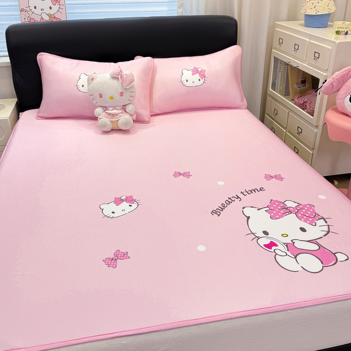 91家纺网 家纺一手货源 找家纺 博雅 2026三丽鸥大阪A类小冰皮数码印花凉席 小冰皮凉席-镜子KT