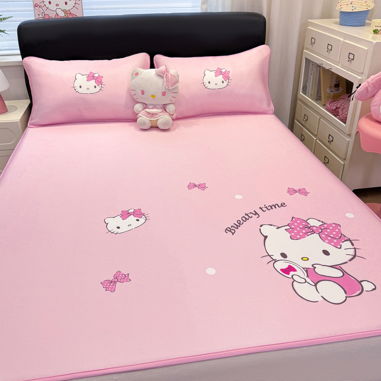 91家纺网 家纺一手货源 找家纺 博雅 2026三丽鸥大阪A类小冰皮数码印花凉席 小冰皮凉席-镜子KT