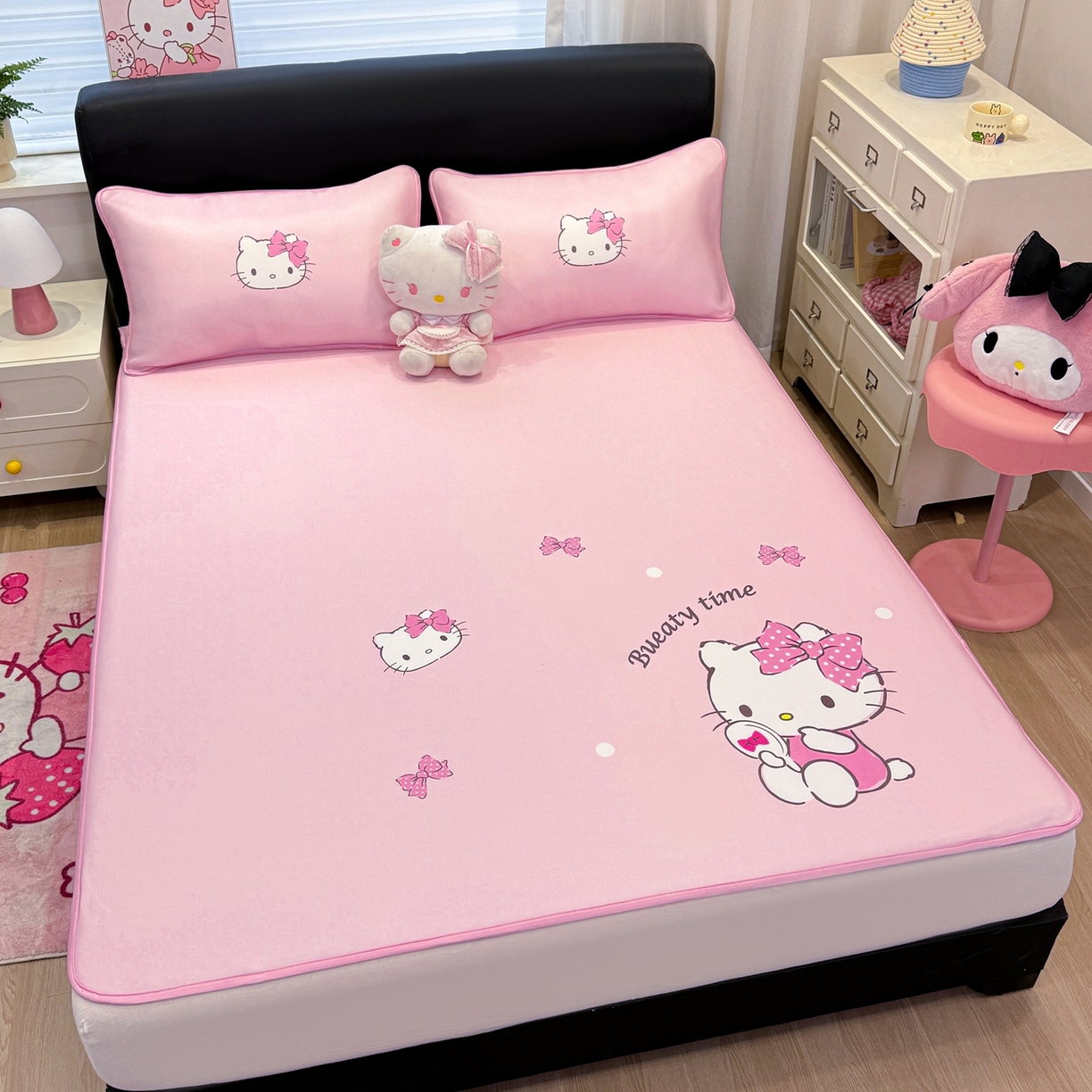 91家纺网 家纺一手货源 找家纺 博雅 2026三丽鸥大阪A类小冰皮数码印花凉席 小冰皮凉席-镜子KT