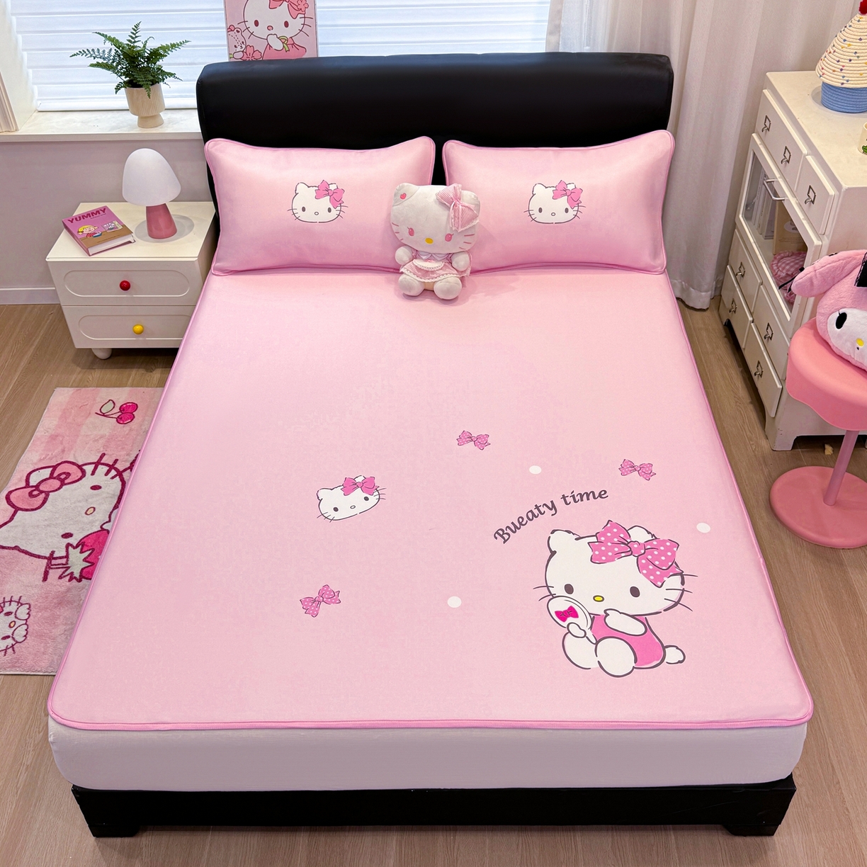 91家纺网 家纺一手货源 找家纺 博雅 2026三丽鸥大阪A类小冰皮数码印花凉席 小冰皮凉席-镜子KT