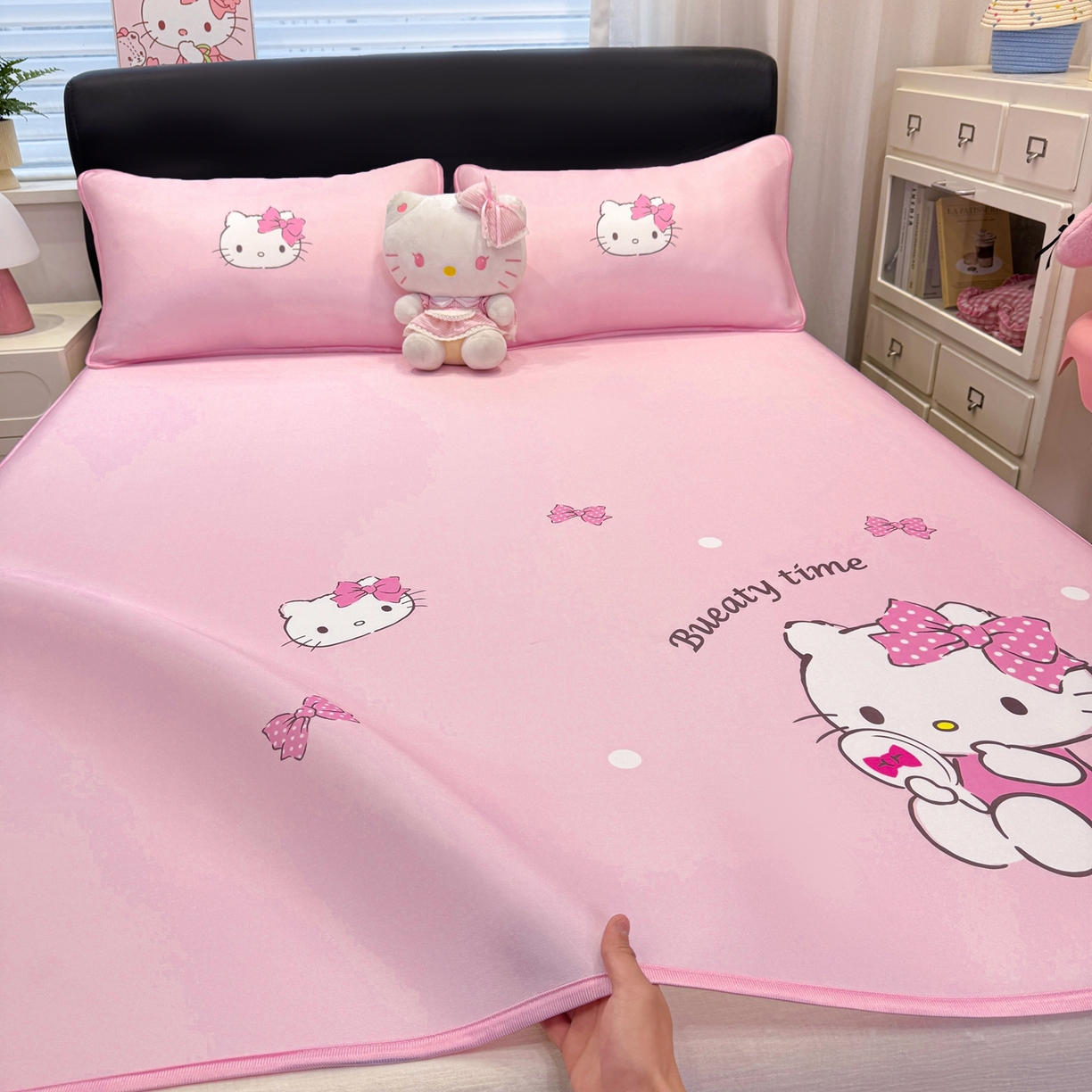 91家纺网 家纺一手货源 找家纺 博雅 2026三丽鸥大阪A类小冰皮数码印花凉席 小冰皮凉席-镜子KT