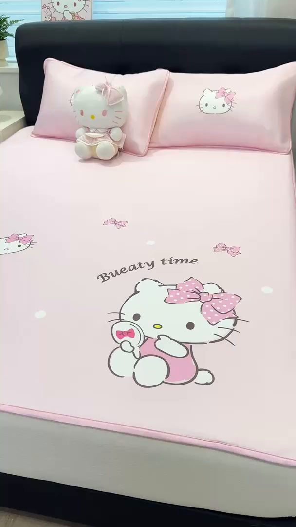 91家纺网 家纺一手货源 找家纺 博雅 2026三丽鸥大阪A类小冰皮数码印花凉席 小冰皮凉席-镜子KT