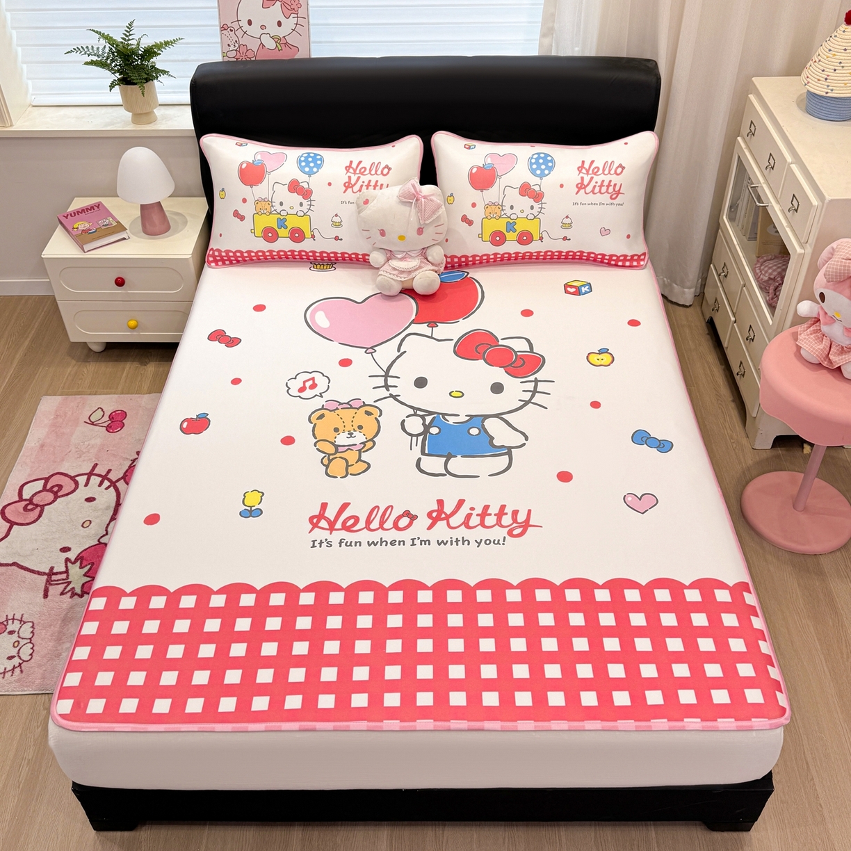 博雅 2026三丽鸥大阪A类小冰皮数码印花凉席 小冰皮凉席-乐园KT