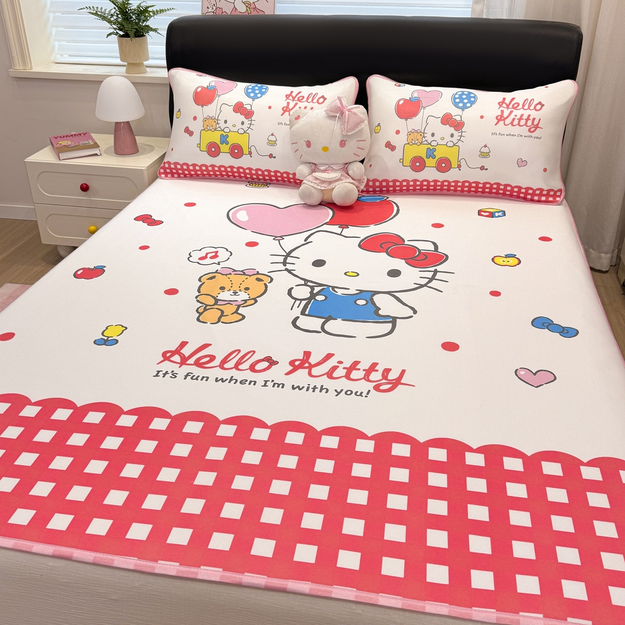 91家纺网 家纺一手货源 找家纺 博雅 2026三丽鸥大阪A类小冰皮数码印花凉席 小冰皮凉席-乐园KT