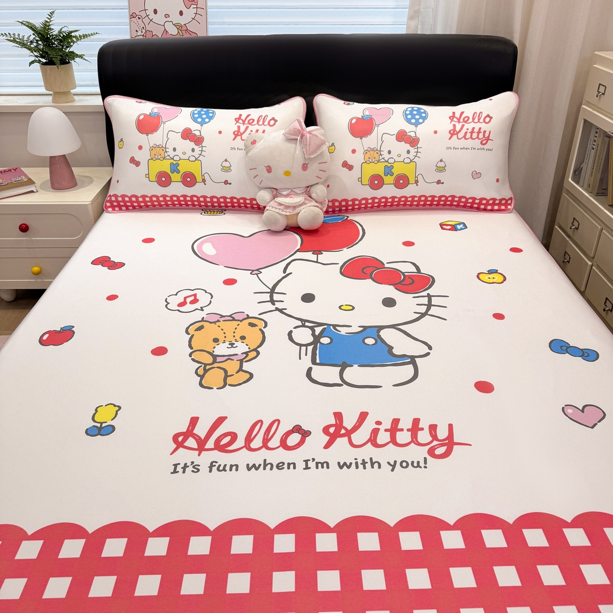 91家纺网 家纺一手货源 找家纺 博雅 2026三丽鸥大阪A类小冰皮数码印花凉席 小冰皮凉席-乐园KT