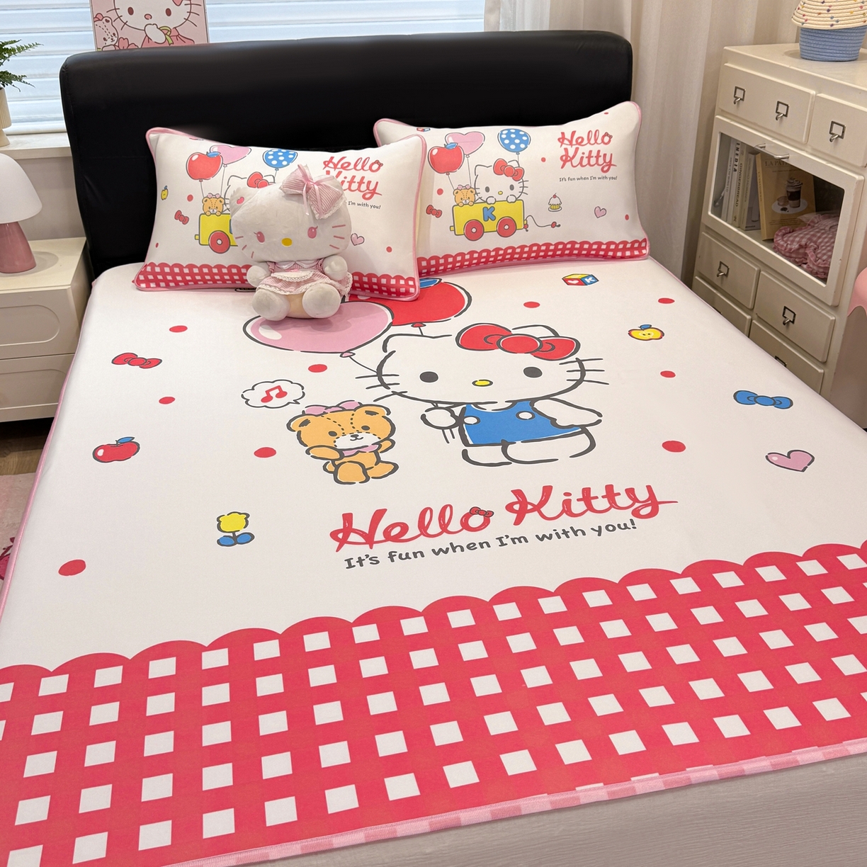 91家纺网 家纺一手货源 找家纺 博雅 2026三丽鸥大阪A类小冰皮数码印花凉席 小冰皮凉席-乐园KT