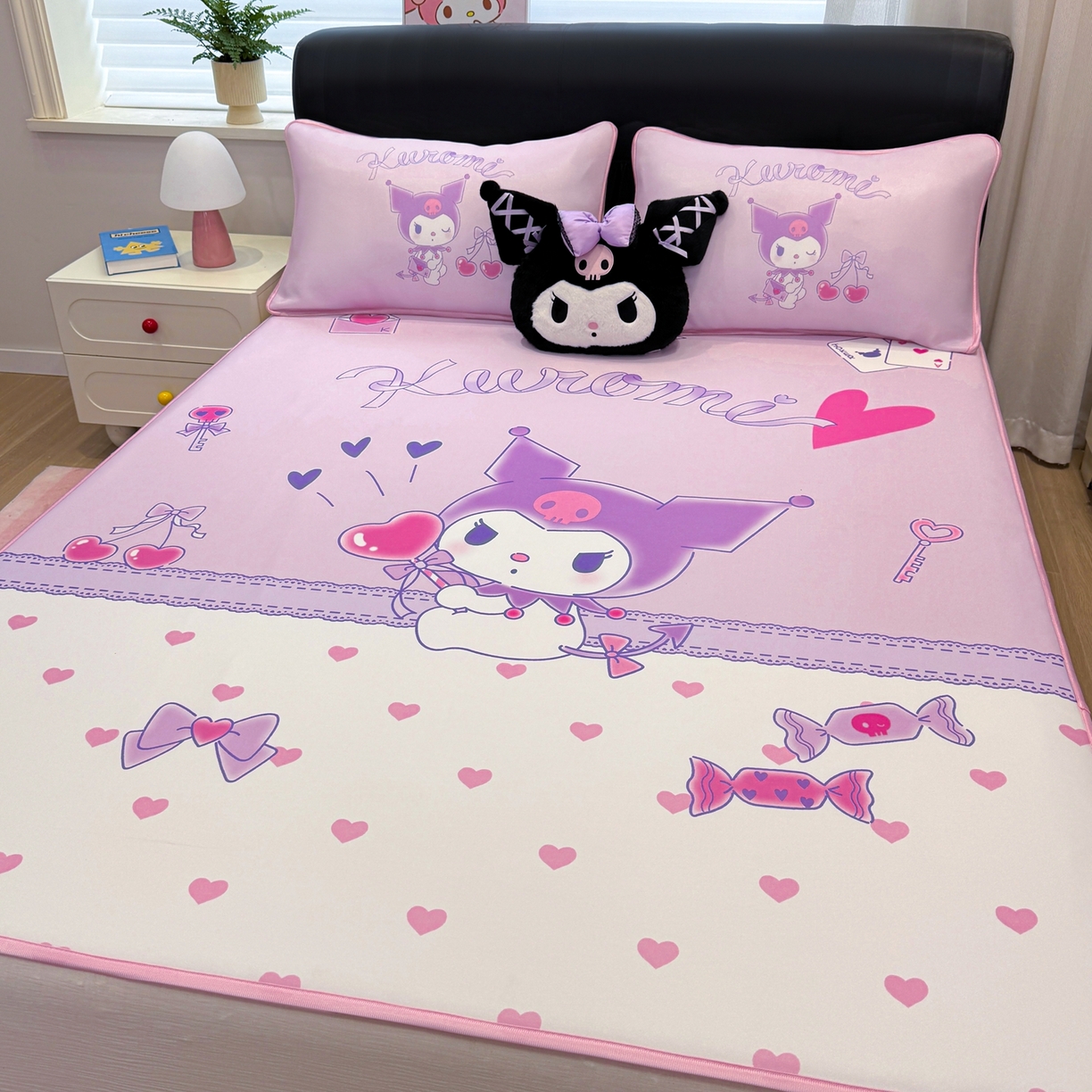 91家纺网 家纺一手货源 找家纺 博雅 2026三丽鸥大阪A类小冰皮数码印花凉席 小冰皮凉席-气球库洛米