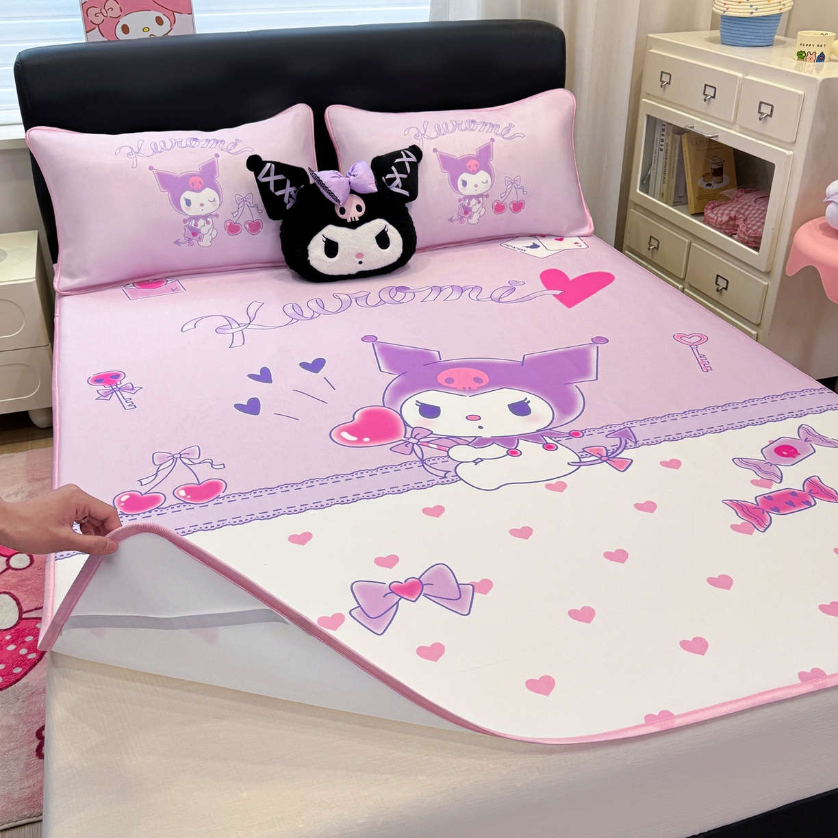 91家纺网 家纺一手货源 找家纺 博雅 2026三丽鸥大阪A类小冰皮数码印花凉席 小冰皮凉席-气球库洛米