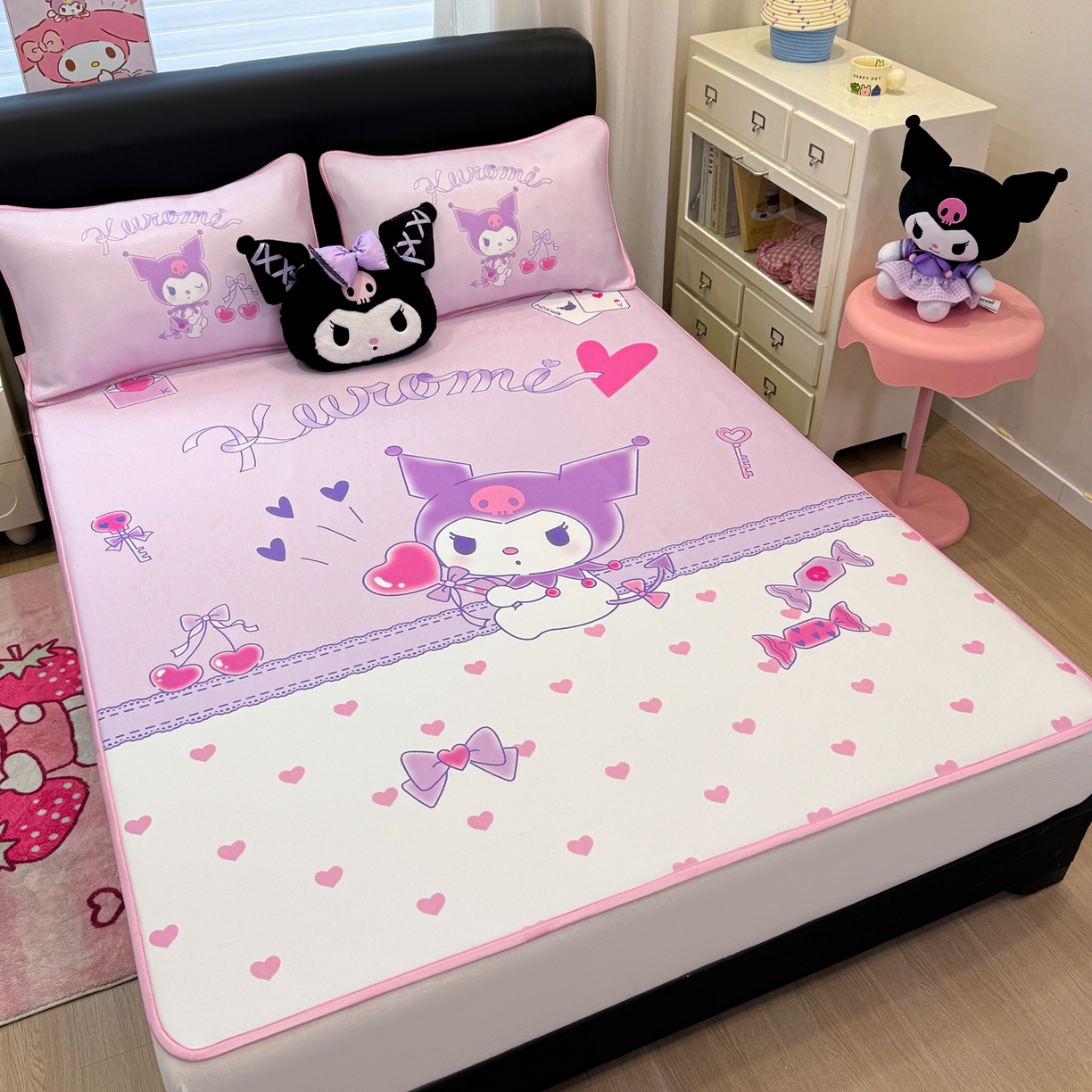 91家纺网 家纺一手货源 找家纺 博雅 2026三丽鸥大阪A类小冰皮数码印花凉席 小冰皮凉席-气球库洛米