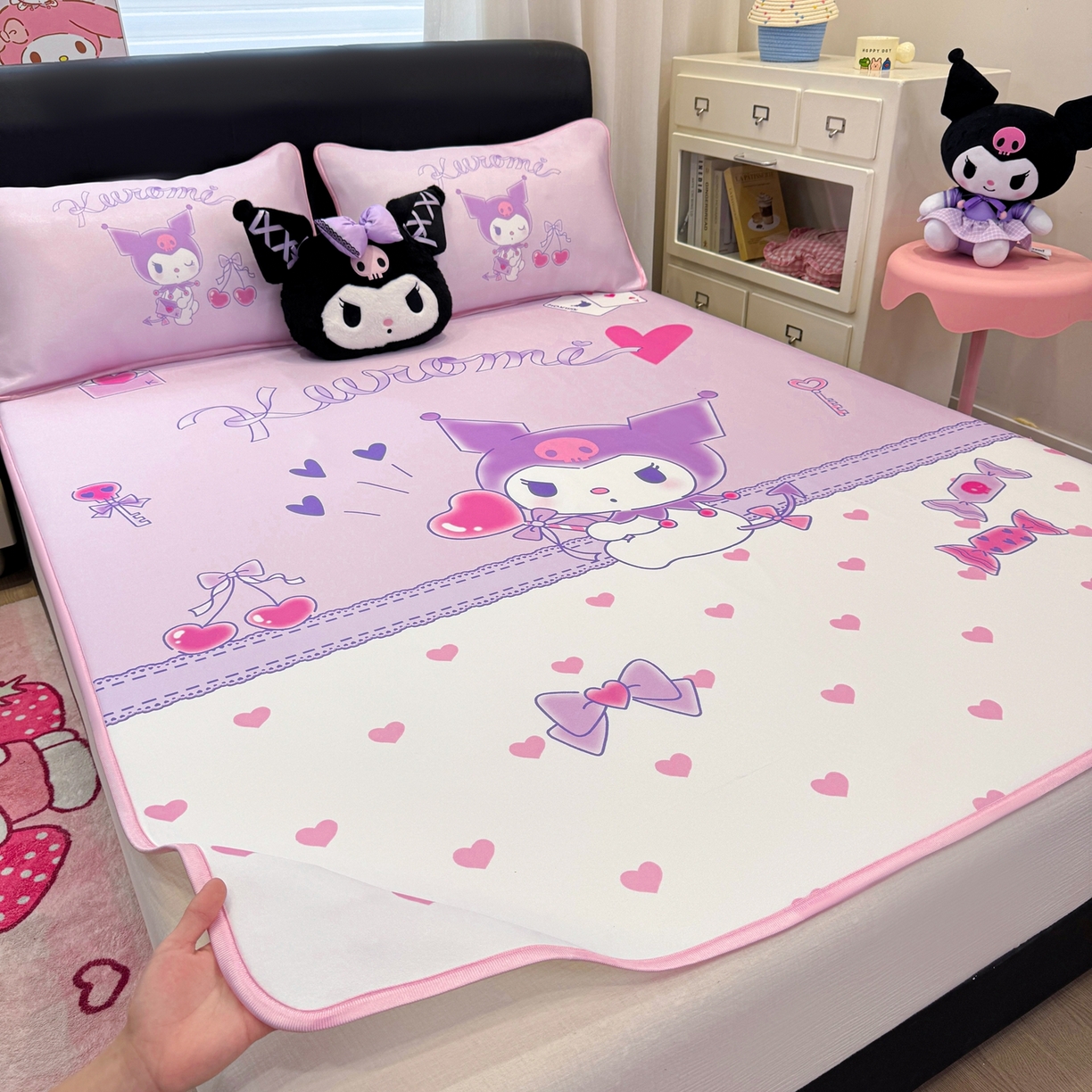 91家纺网 家纺一手货源 找家纺 博雅 2026三丽鸥大阪A类小冰皮数码印花凉席 小冰皮凉席-气球库洛米