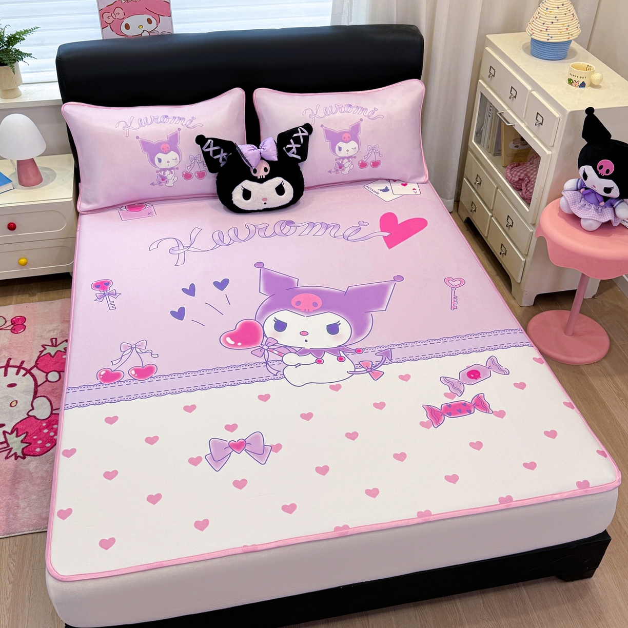 91家纺网 家纺一手货源 找家纺 博雅 2026三丽鸥大阪A类小冰皮数码印花凉席 小冰皮凉席-气球库洛米