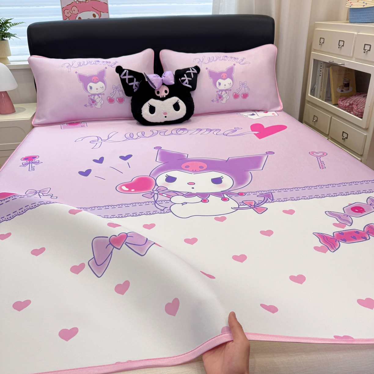 91家纺网 家纺一手货源 找家纺 博雅 2026三丽鸥大阪A类小冰皮数码印花凉席 小冰皮凉席-气球库洛米