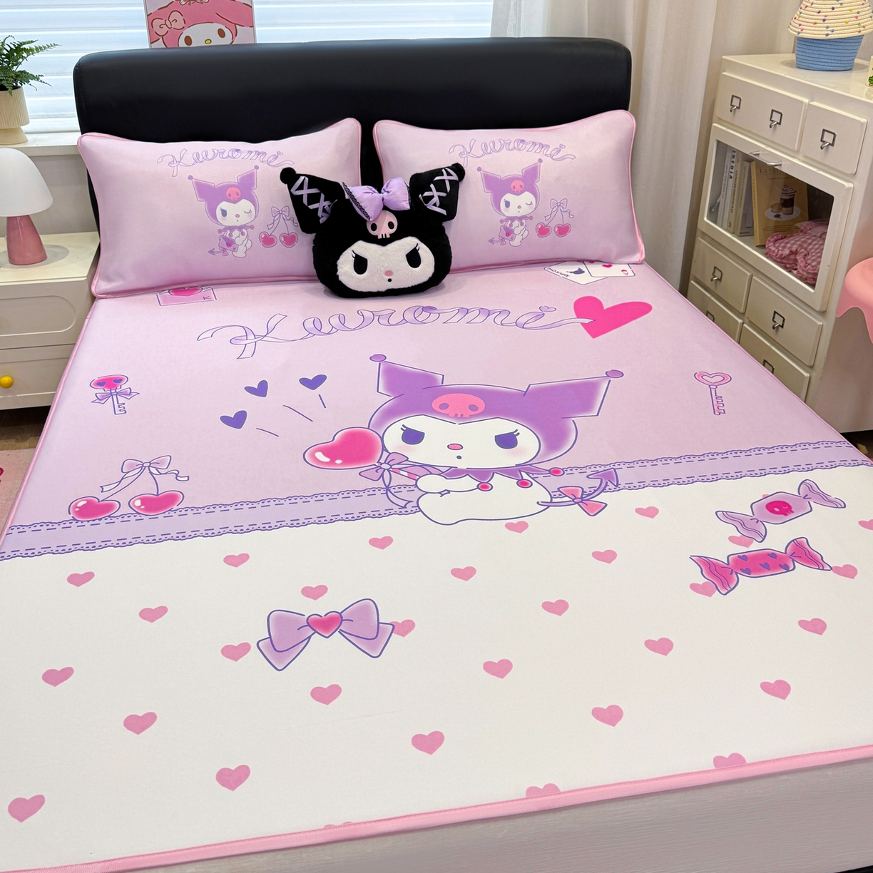 91家纺网 家纺一手货源 找家纺 博雅 2026三丽鸥大阪A类小冰皮数码印花凉席 小冰皮凉席-气球库洛米