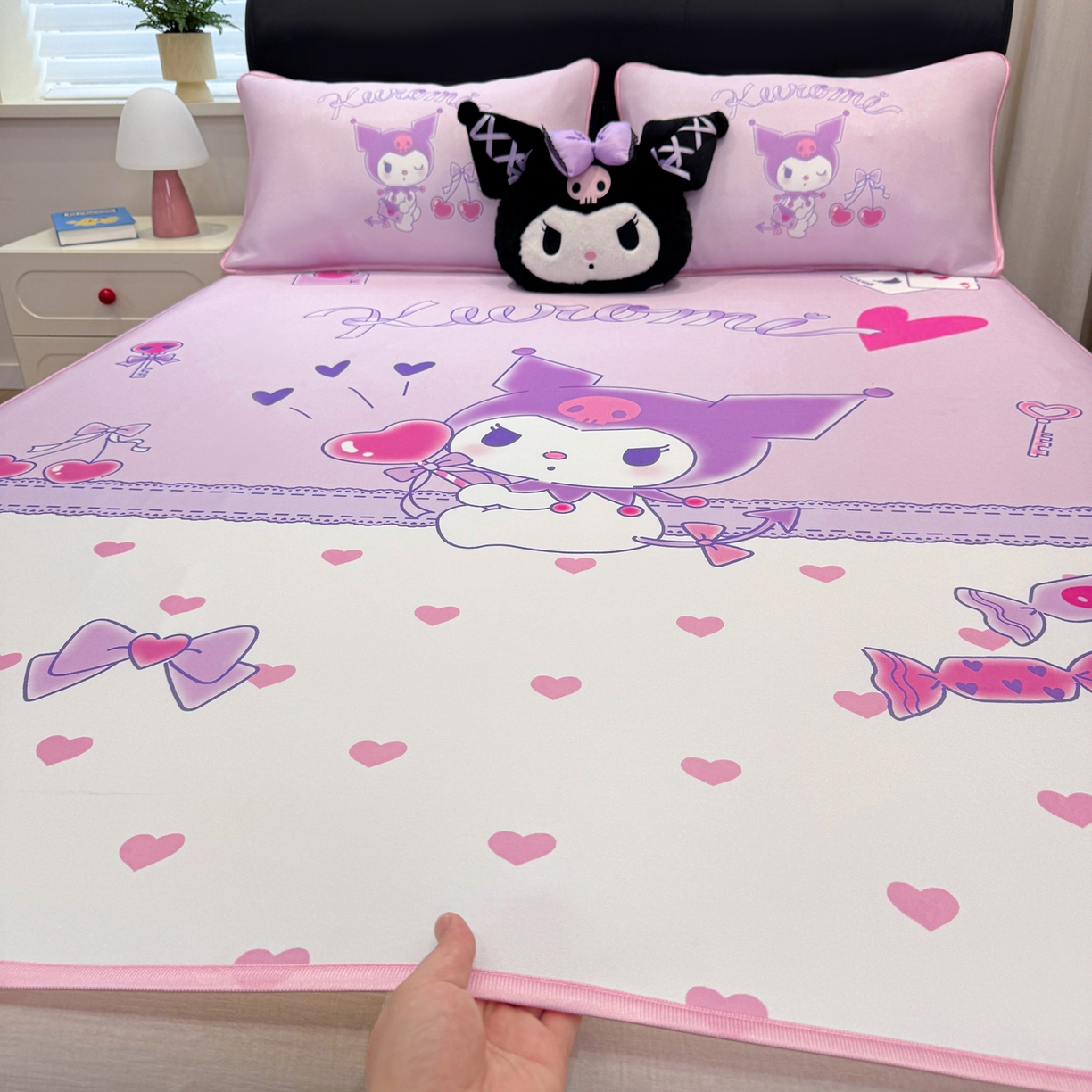 91家纺网 家纺一手货源 找家纺 博雅 2026三丽鸥大阪A类小冰皮数码印花凉席 小冰皮凉席-气球库洛米