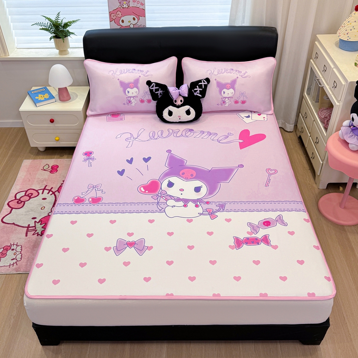 91家纺网 家纺一手货源 找家纺 博雅 2026三丽鸥大阪A类小冰皮数码印花凉席 小冰皮凉席-气球库洛米