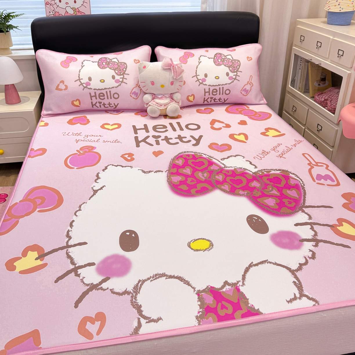 91家纺网 家纺一手货源 找家纺 博雅 2026三丽鸥大阪A类小冰皮数码印花凉席 小冰皮凉席-甜酷KT