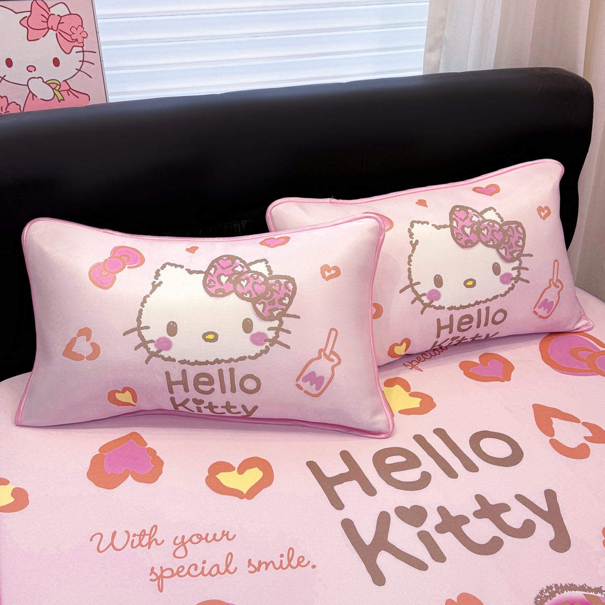 91家纺网 家纺一手货源 找家纺 博雅 2026三丽鸥大阪A类小冰皮数码印花凉席 小冰皮凉席-甜酷KT