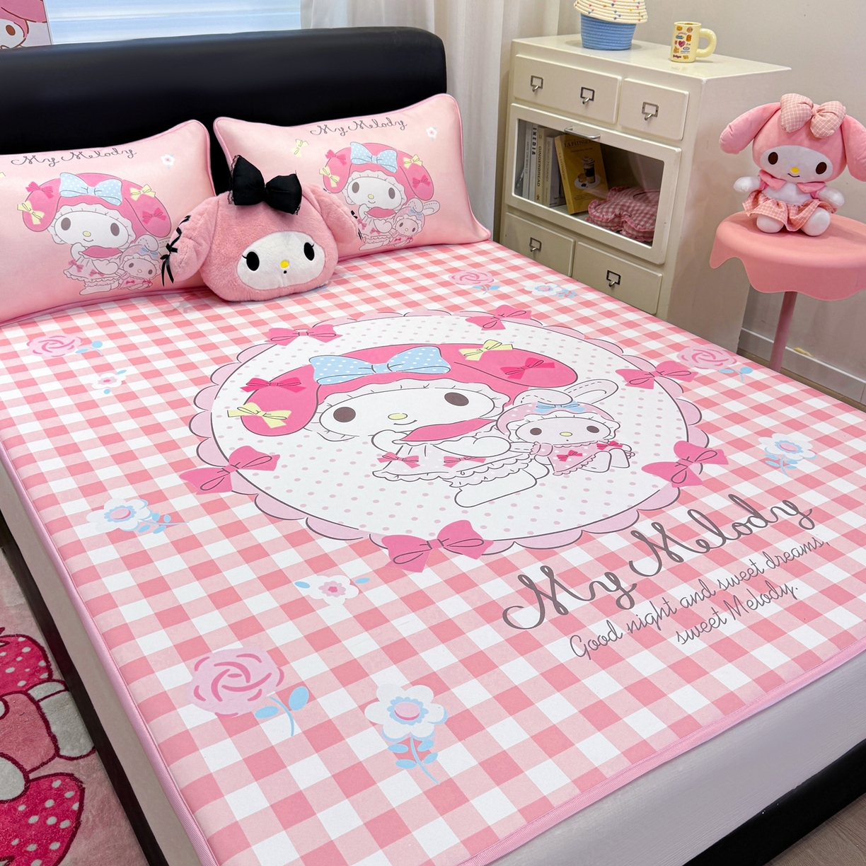 91家纺网 家纺一手货源 找家纺 博雅 2026三丽鸥大阪A类小冰皮数码印花凉席 小冰皮凉席-玩偶美乐蒂